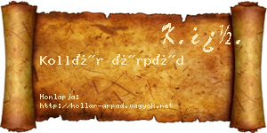 Kollár Árpád névjegykártya