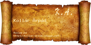 Kollár Árpád névjegykártya